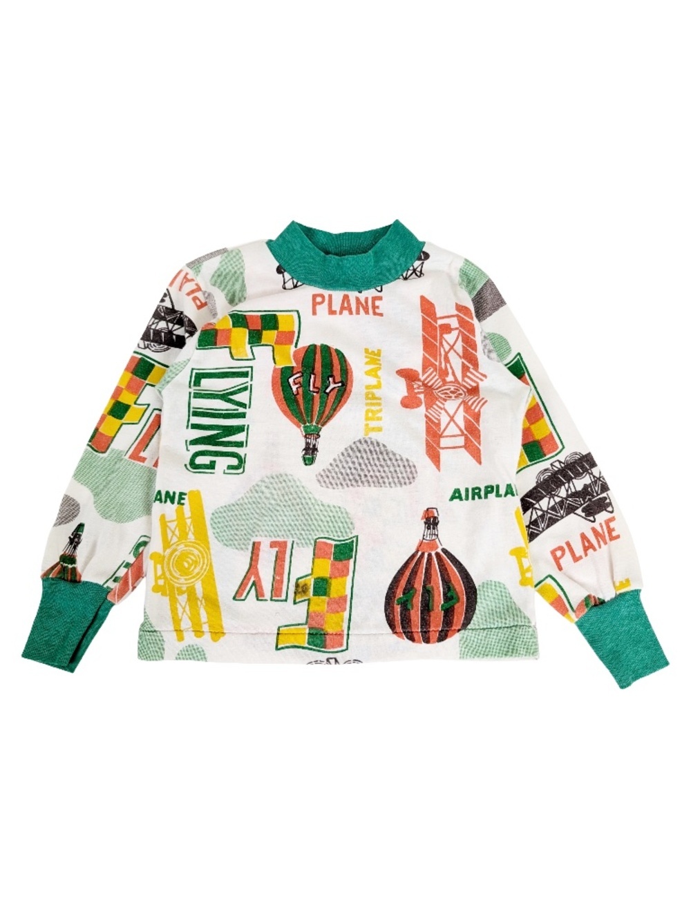 Boys Vintage Long Sleeve Top Airplane Aircraft Size 6 9 12 mo (A)
